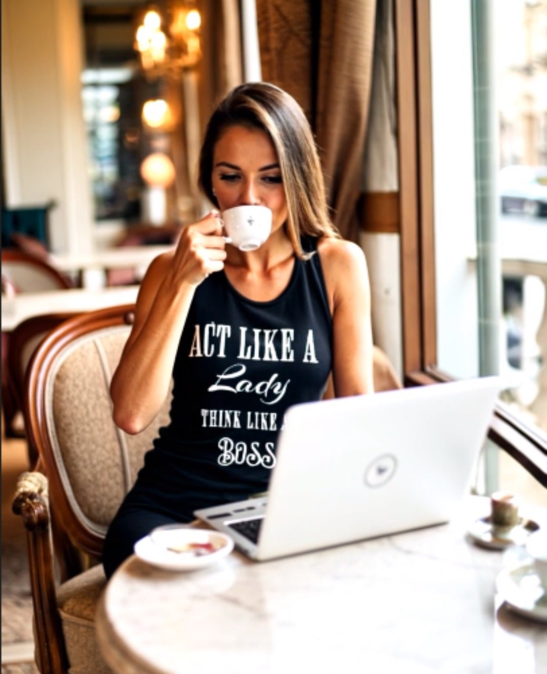 Act Like A Lady Think Like A Boss - Woman Racerback Tank | High - Quality T-Shirt | Buy Now at CB Print Concept