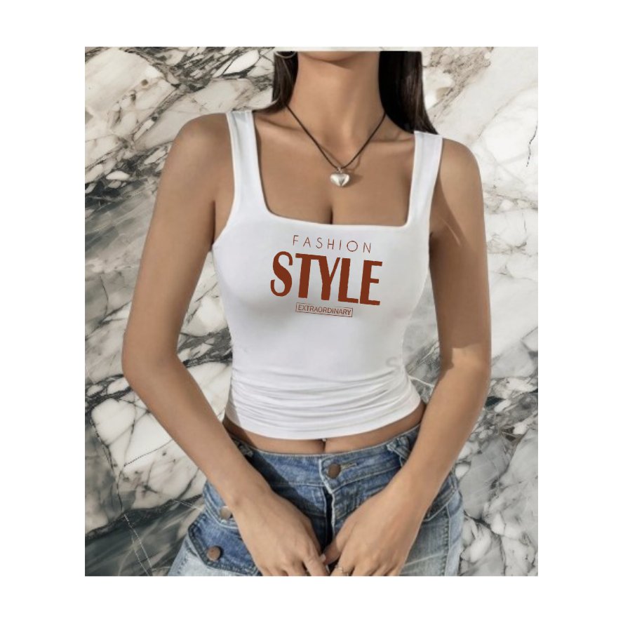 Fashion Style Extraordinary Woman Summer Square Neck Top - Print Concept