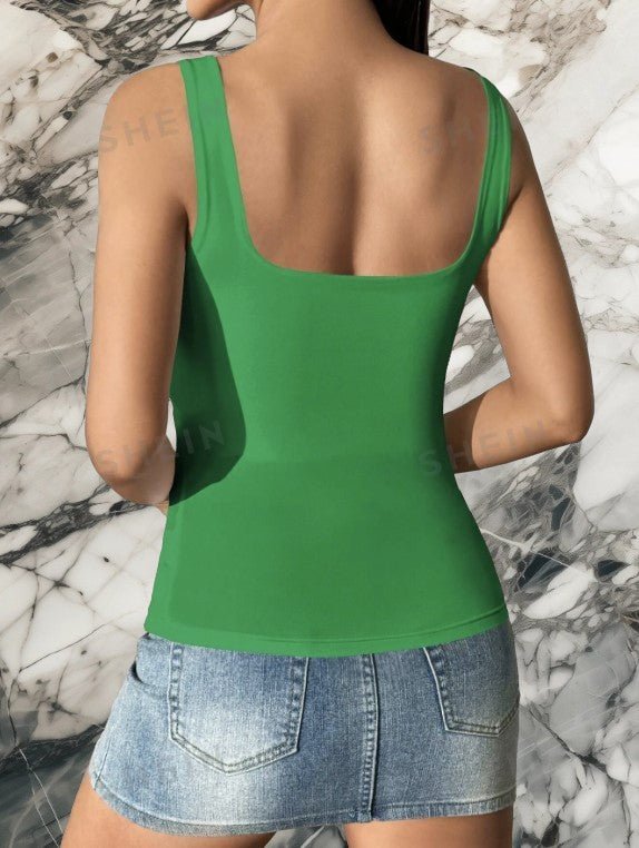 Fashion Style Extraordinary Woman Summer Square Neck Top - Print Concept