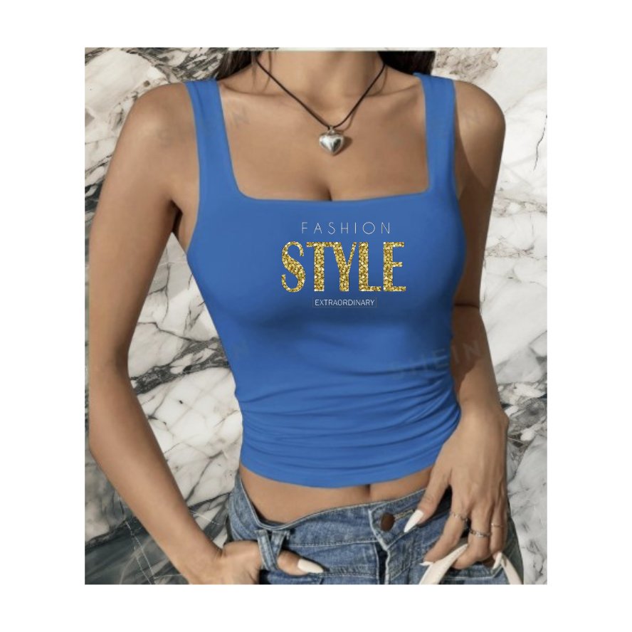 Fashion Style Extraordinary Woman Summer Square Neck Top - Print Concept