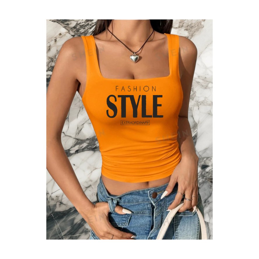Fashion Style Extraordinary Woman Summer Square Neck Top - Print Concept