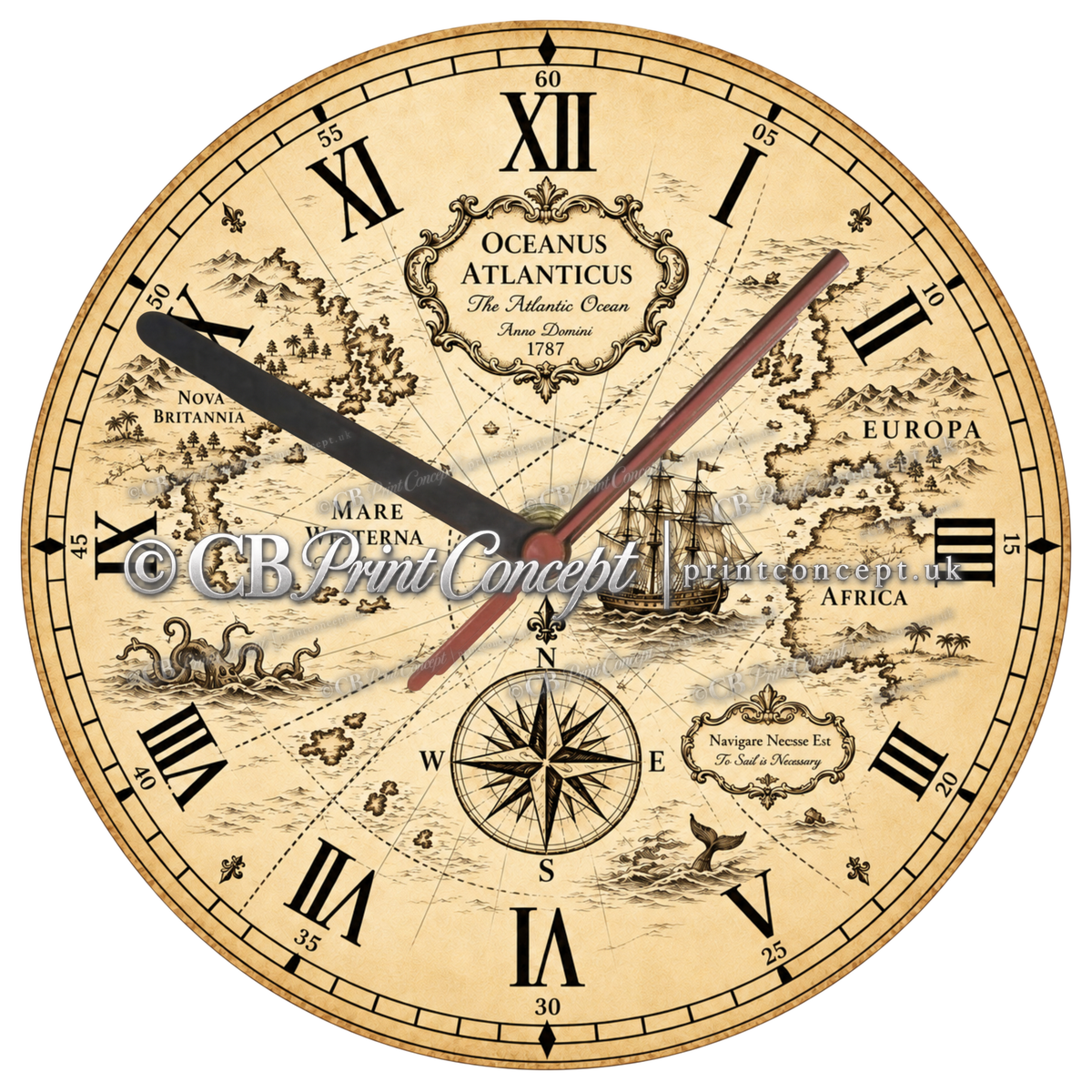 Oceanus Atlanticus Vintage Nautical Wall Clock