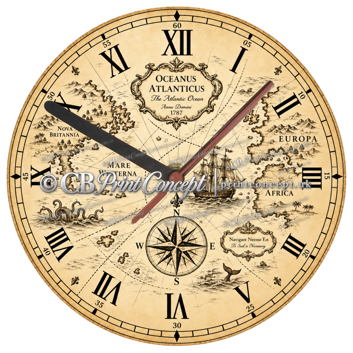 Oceanus Atlanticus Vintage Nautical Wall Clock