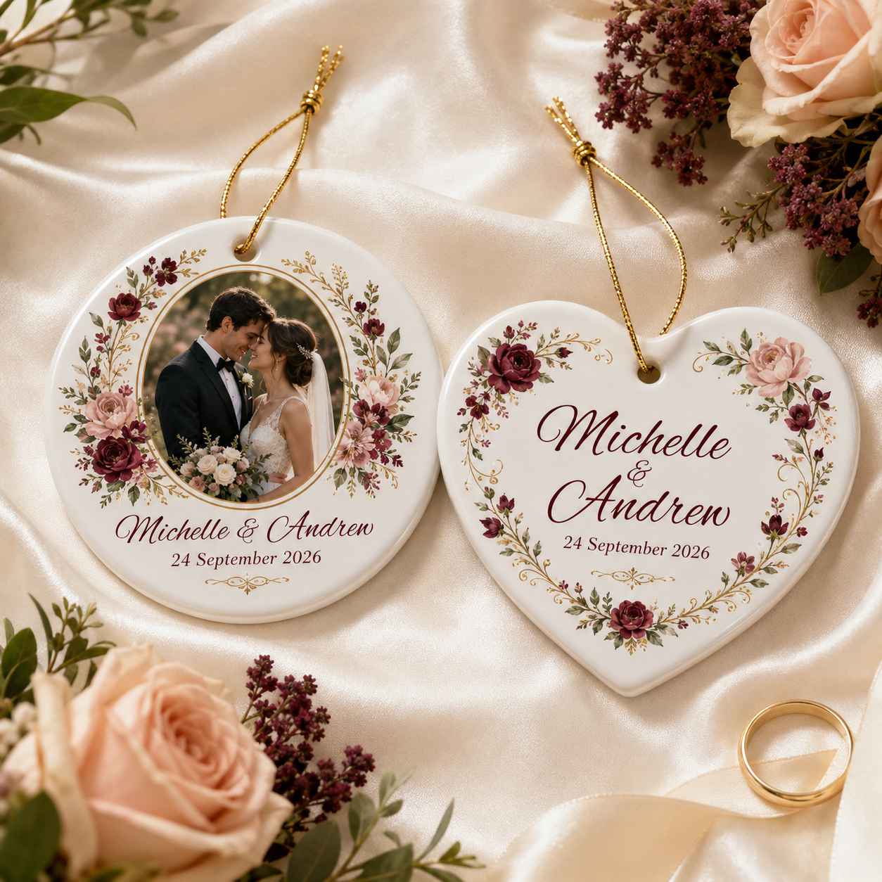 Personalised Wedding Day Ceramic Ornament