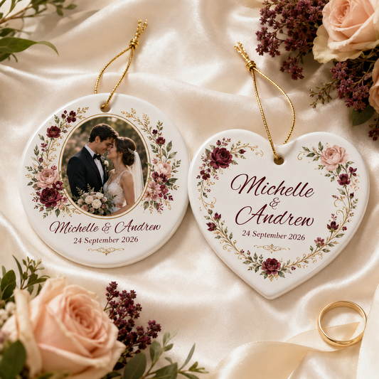 Personalised Wedding Day Ceramic Ornament