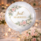 Personalised wedding foil balloon with elegant floral wreath design.