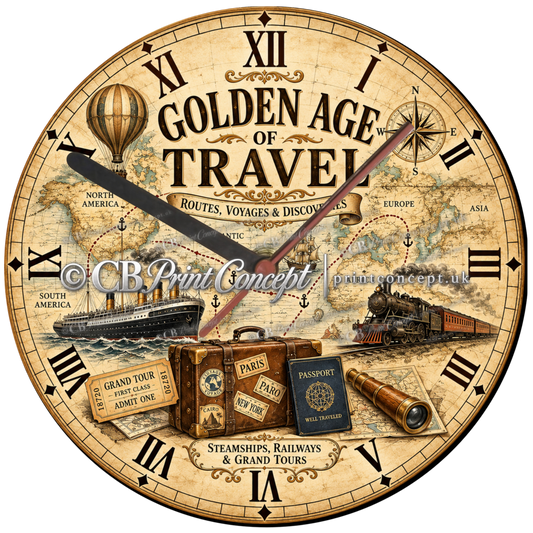 Golden Age of Travel Vintage Wall Clock
