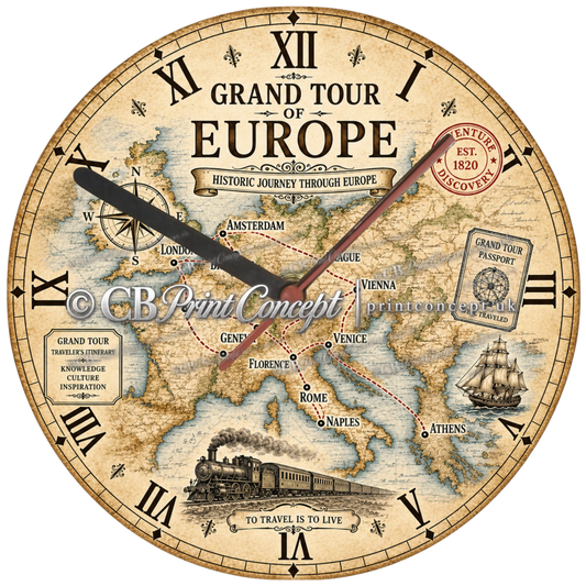 Grand Tour of Europe Vintage Wall Clock