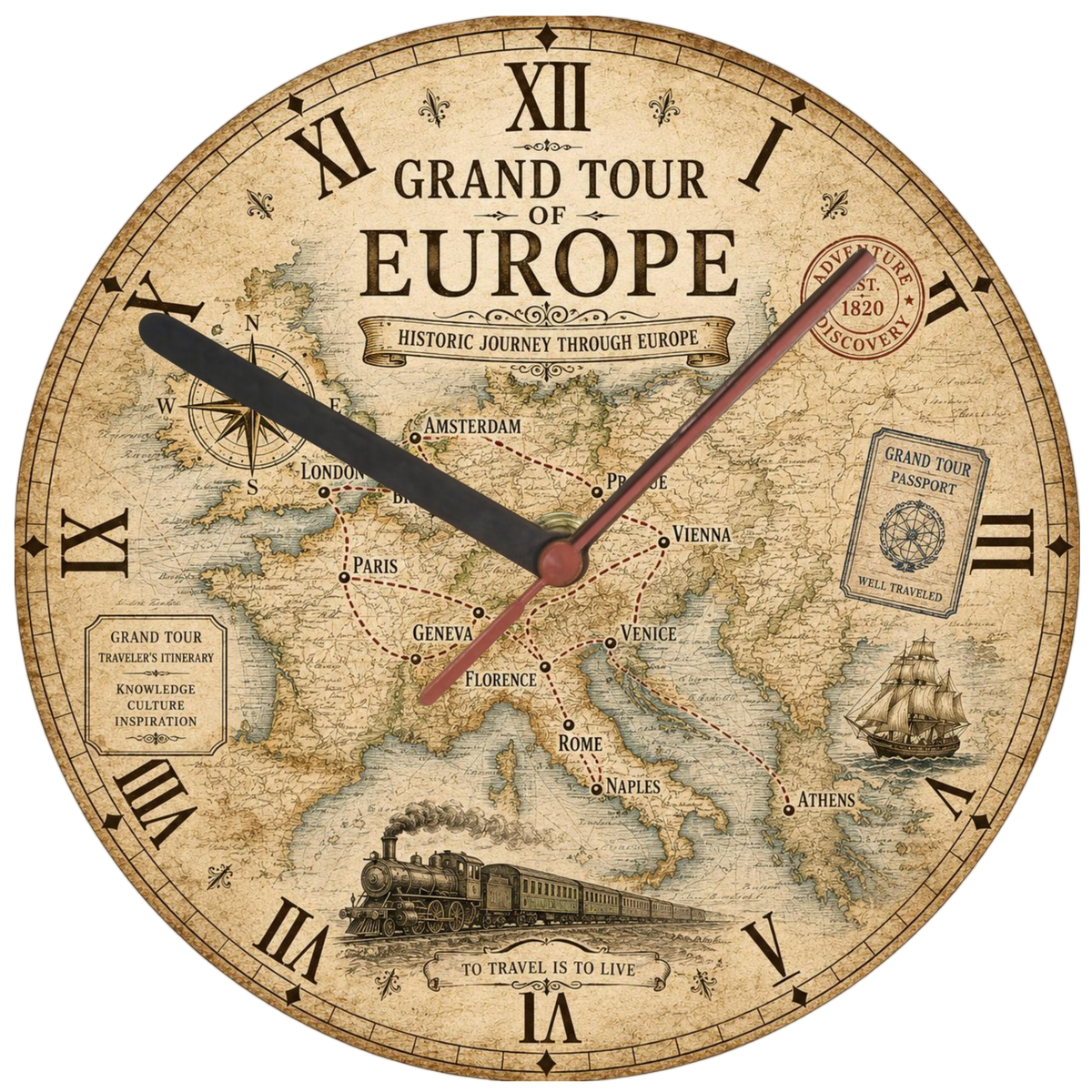 Grand Tour of Europe Vintage Wall Clock