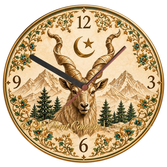 Majestic Pakistani Markhor Wall Clock - Light Edition