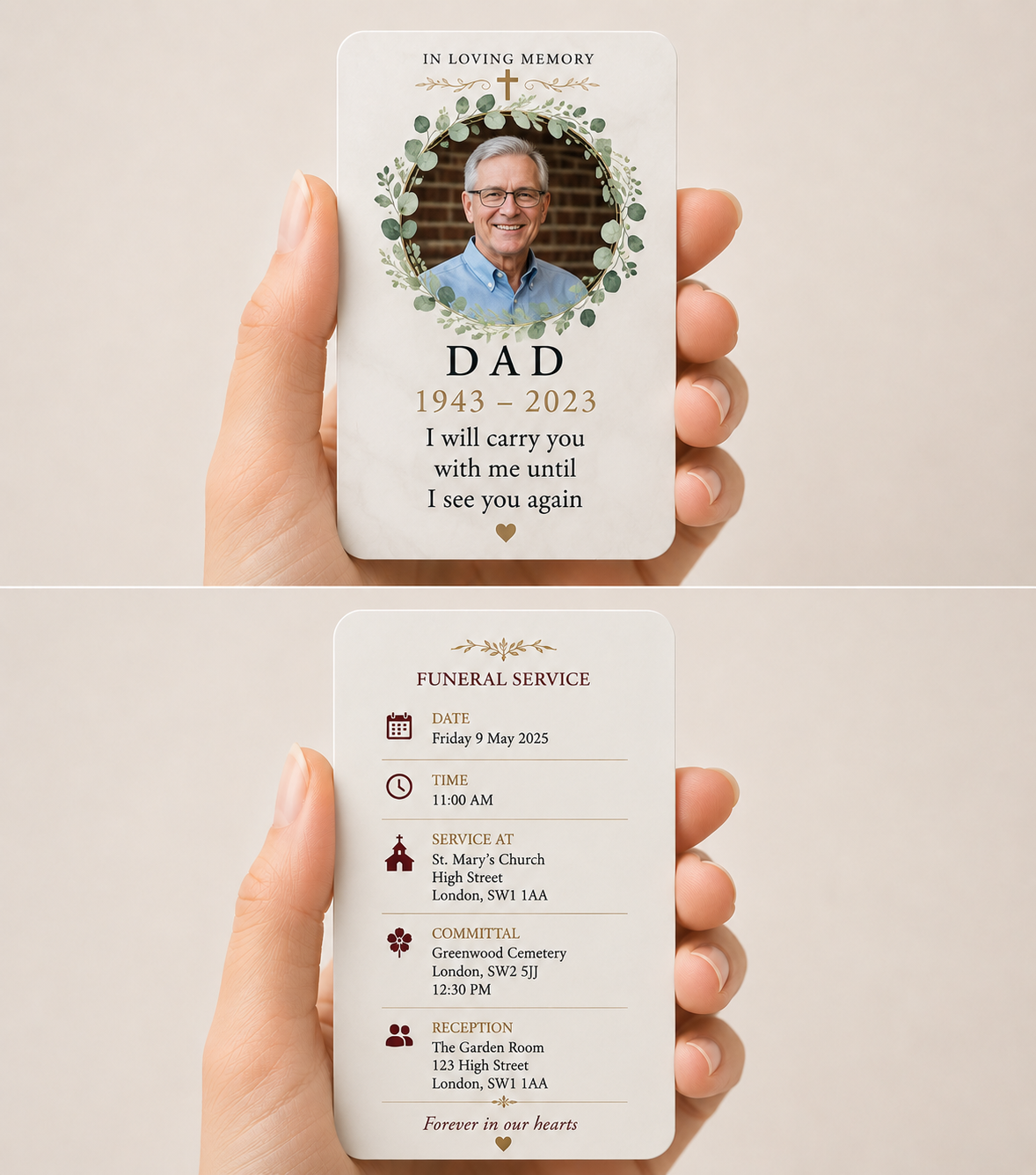 Memorial Wallet Card