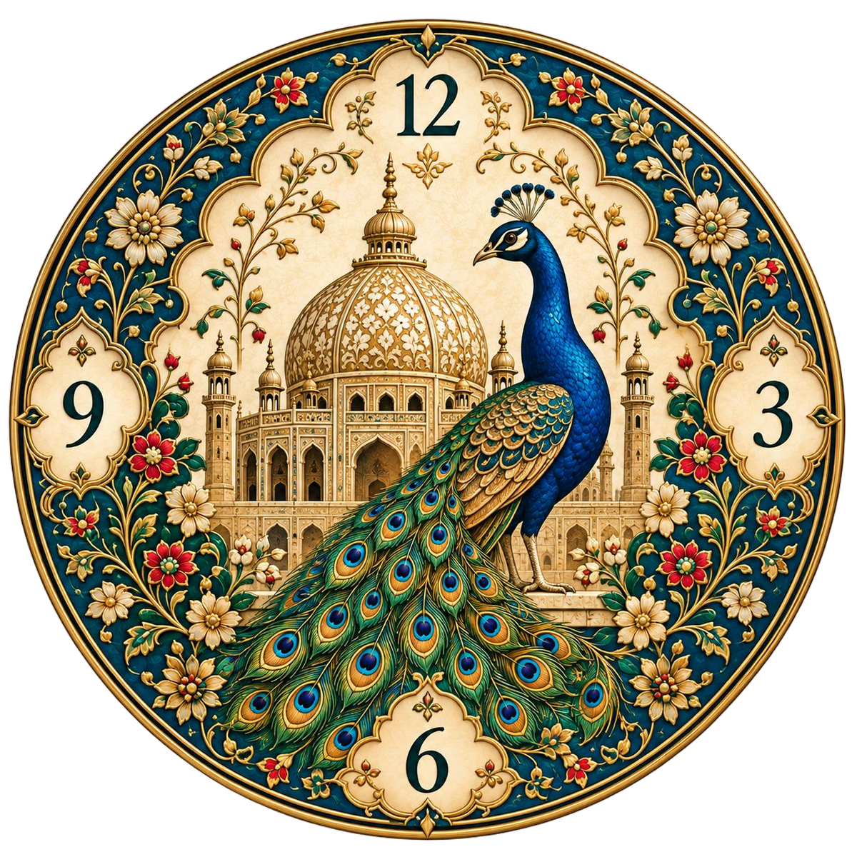 Royal Peacock Palace Wall Clock