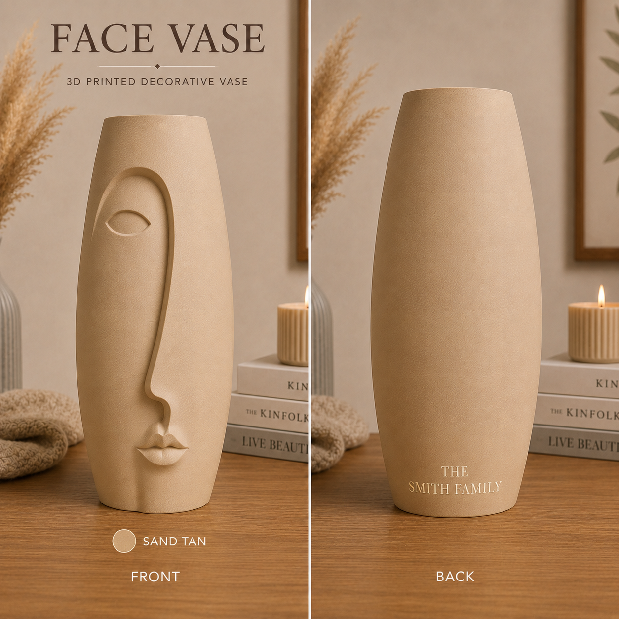Abstract Face Vase – Modern 3D Printed Decorative Vase