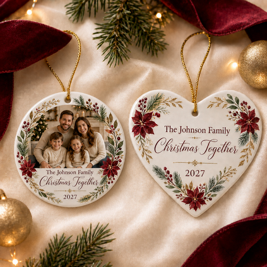 Personalised Family Christmas Photo Ceramic Ornament