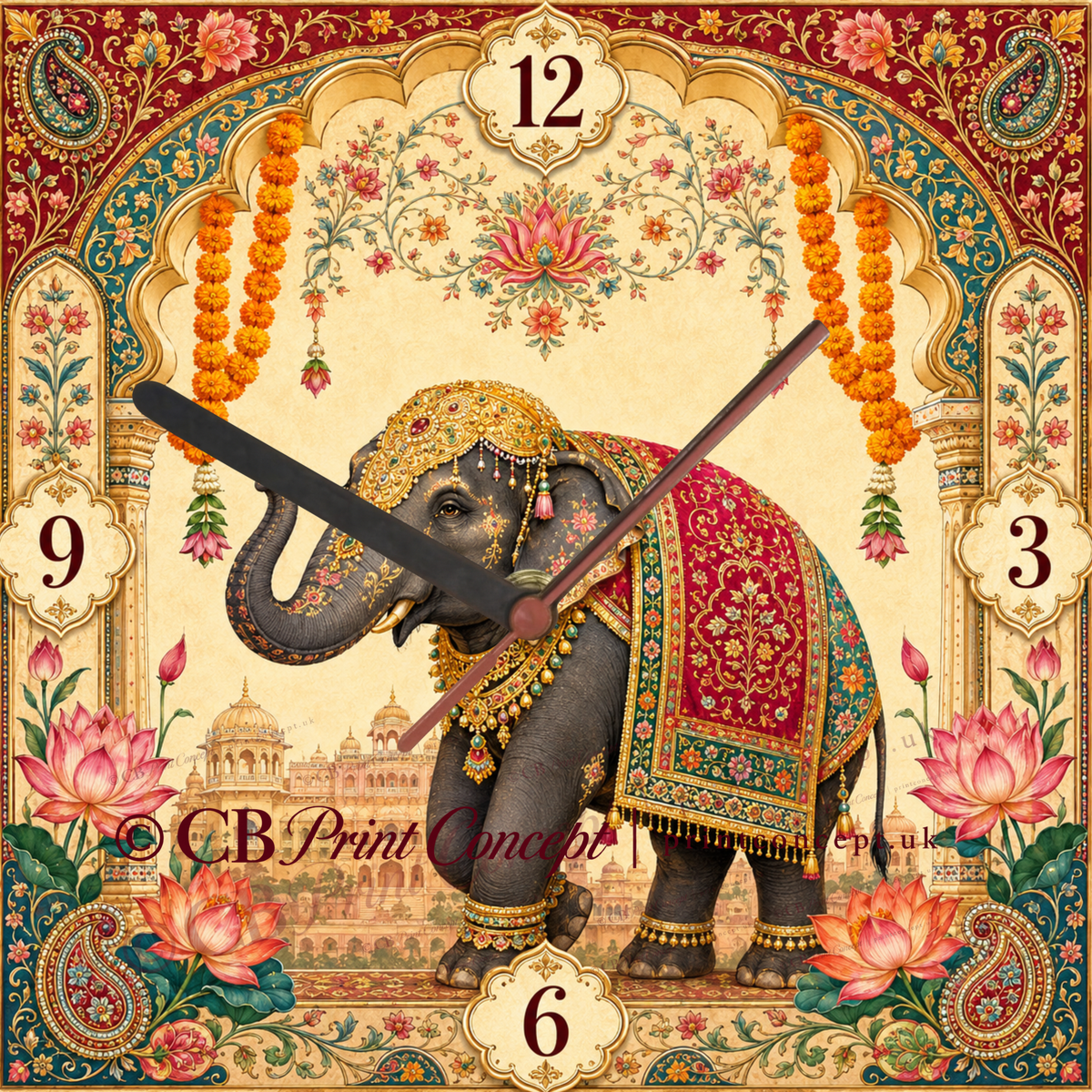 Royal Indian Elephant Wall Clock