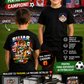 Personalised World Cup 2026 football T-shirt for kids featuring custom name and colourful football-inspired design