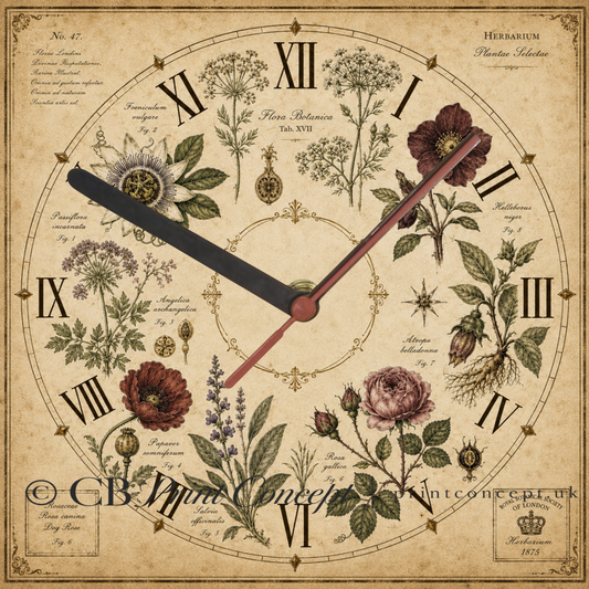 Victorian Botanical Herbarium Wall Clock
