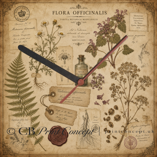 Vintage Botanical Herbarium Wall Clock
