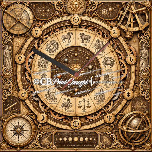 Vintage Zodiac Astrolabe Wall Clock