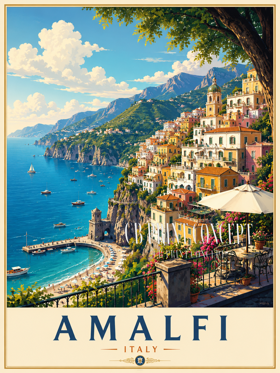 Amalfi Coast Travel Poster | High-Quality | Buy Now at CB Print Concept