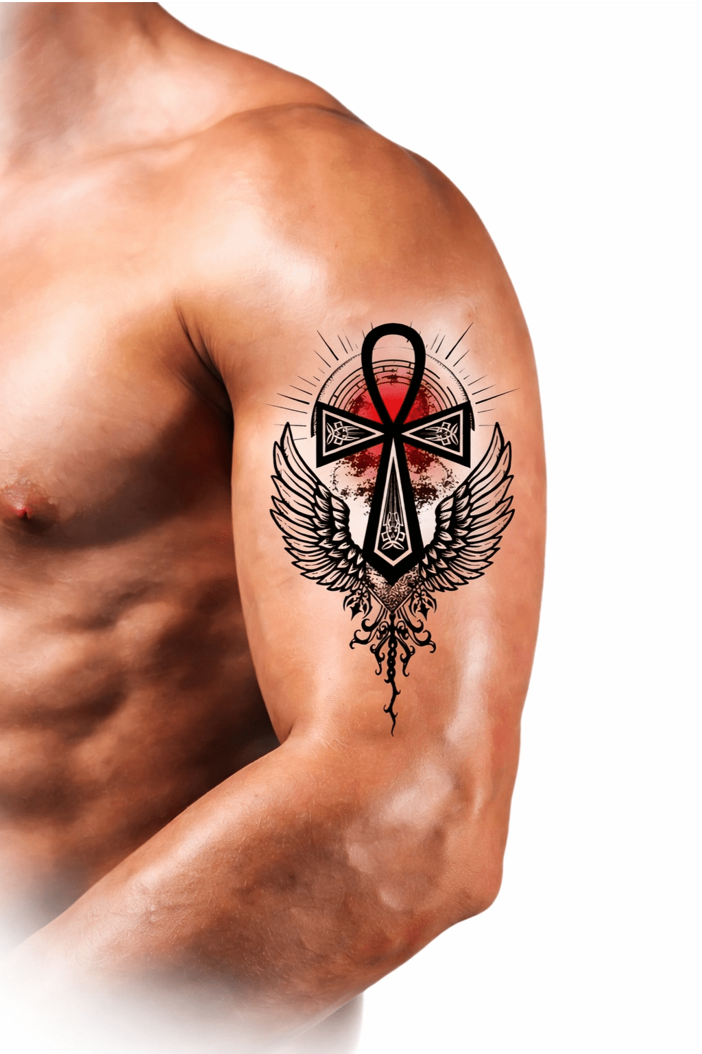 Ankh Wings Power Tattoo – Sacred Symbol Temporary Tattoo | High - Quality | Buy Now at CB Print Concept