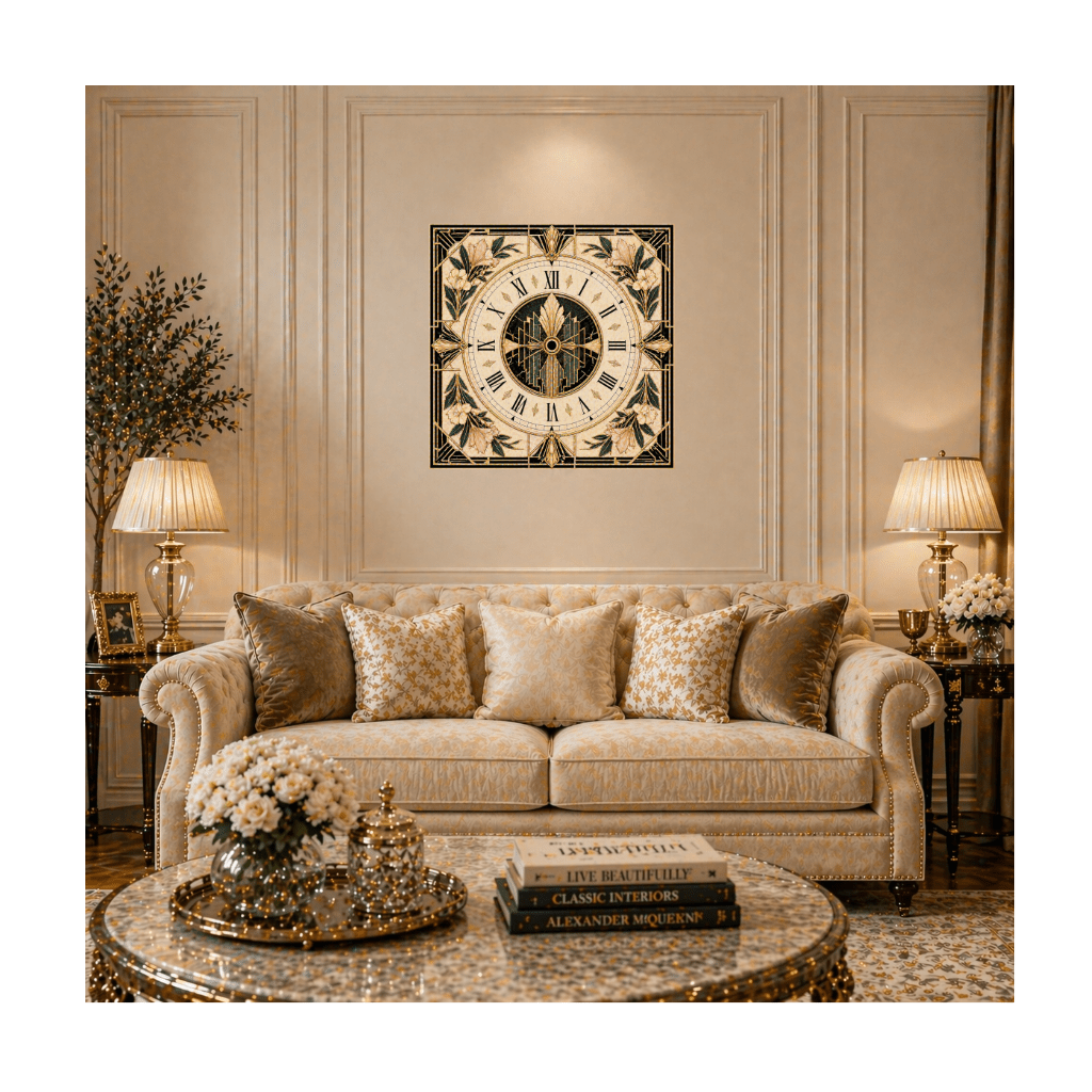 Art Deco Wall Clock – Geometric Luxury Design | High - Quality Wall Clocks | Buy Now at CB Print Concept