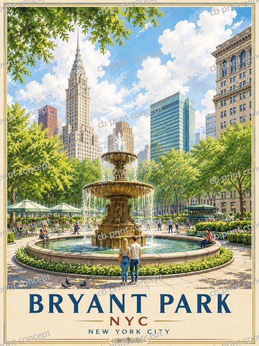 Bryant Park NYC Travel Poster | High-Quality Posters | Buy Now at CB Print Concept