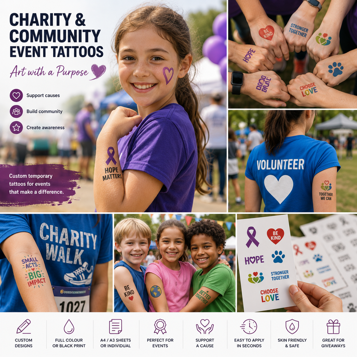Charity & Community Event Tattoos — Art with a Purpose | High - Quality | Buy Now at CB Print Concept
