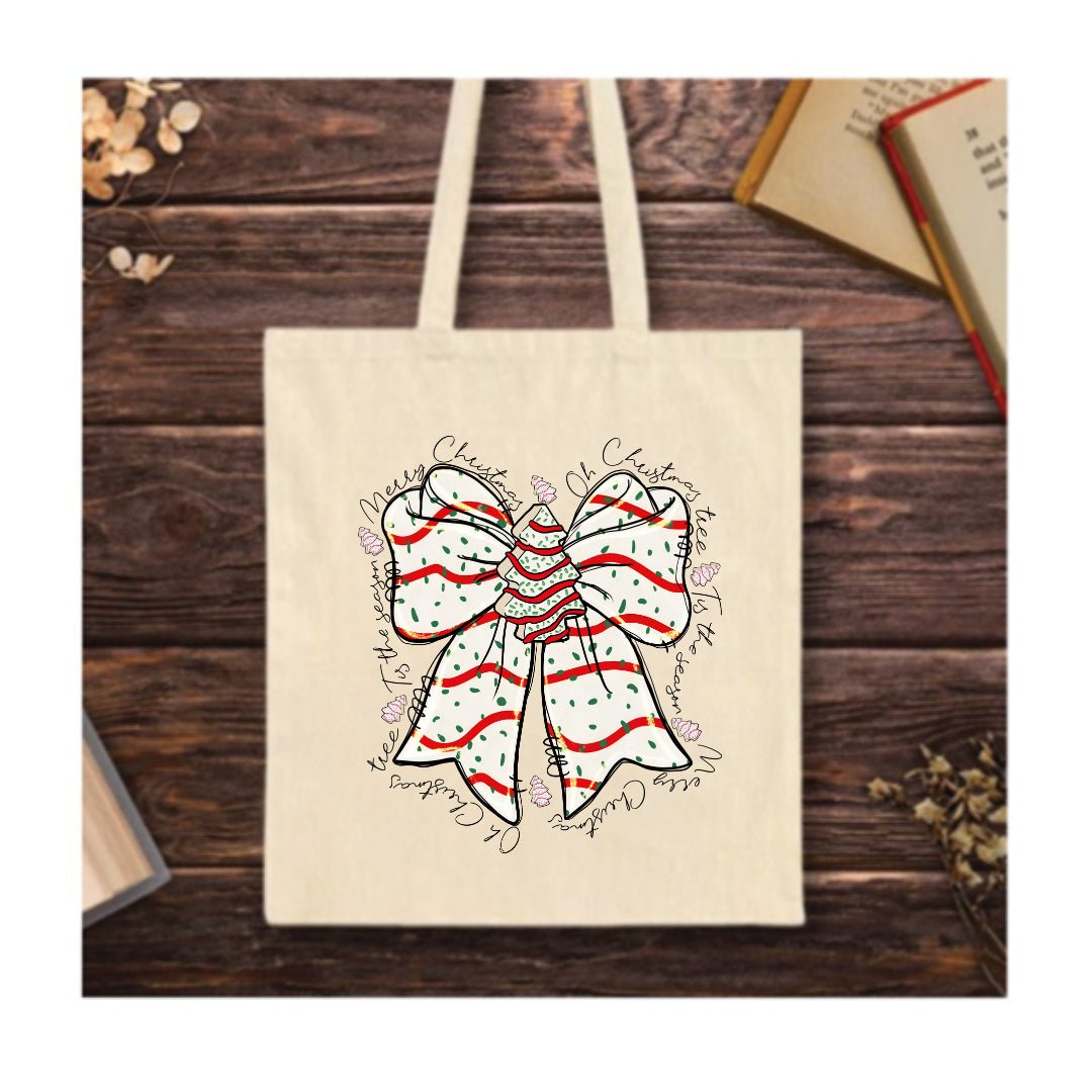 Christmas Bow Tote Bag – elegant festive ribbon design