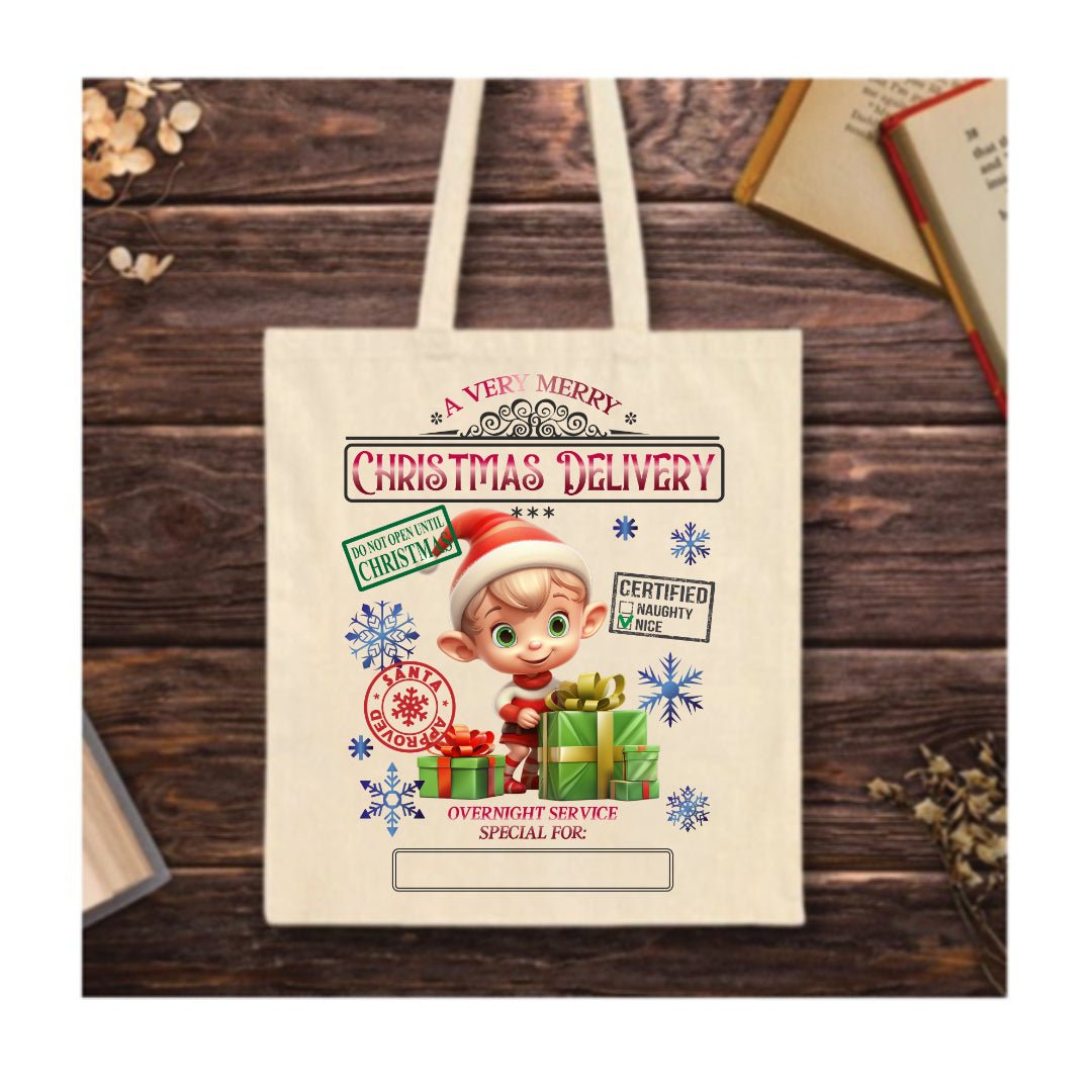 Christmas Delivery Elf Boy Tote Bag | High - Quality | Buy Now at CB Print Concept