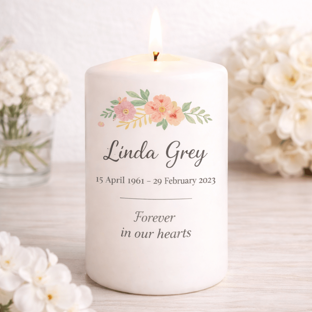 Custom Memorial Pillar Candle – Personalised Remembrance Candle | High - Quality Candles | Buy Now at CB Print Concept