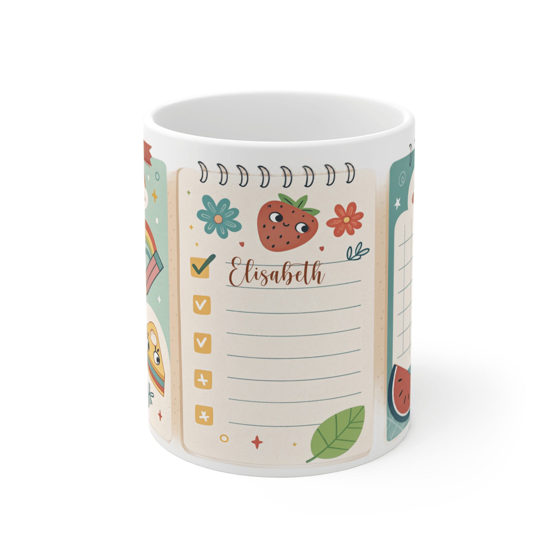 Daily Reminders Mug – Kawaii Rainbow & Fruit Checklist | High - Quality | Buy Now at CB Print Concept