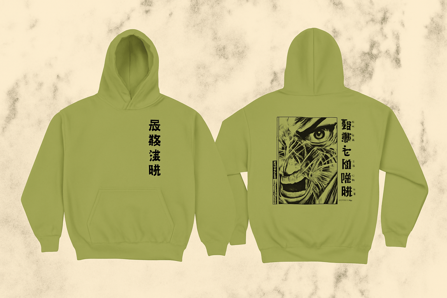 Final Battle hoodie with Japanese kanji and manga illustration – black and white streetwear design”