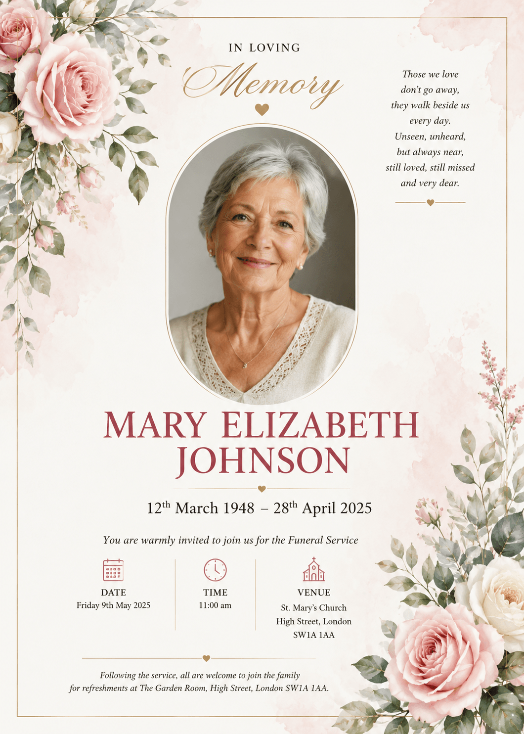 Funeral Announcement Card | High - Quality | Buy Now at CB Print Concept