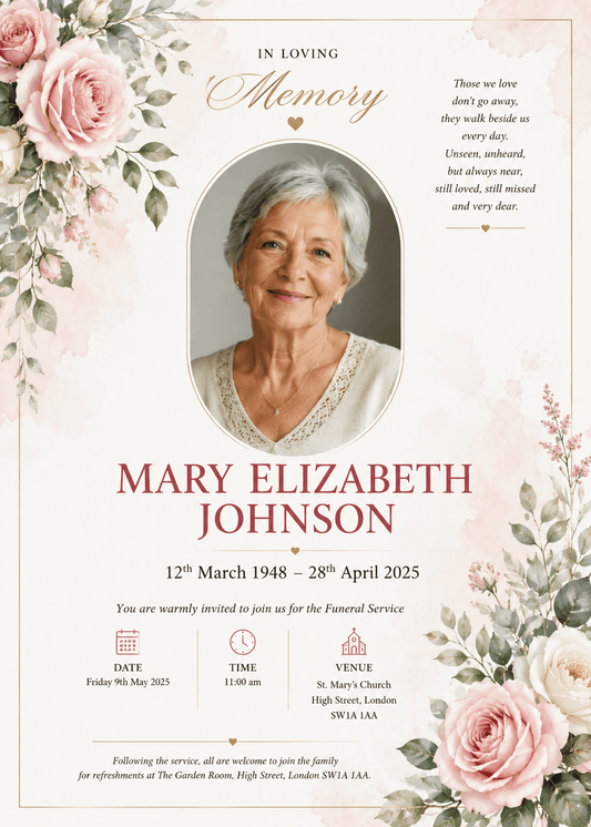 Funeral Announcement Card | High - Quality | Buy Now at CB Print Concept