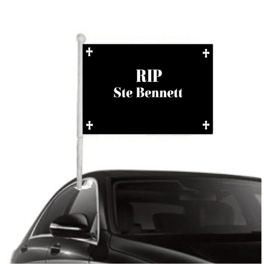 Funeral Black Car Flags with Pole | High - Quality | Buy Now at CB Print Concept