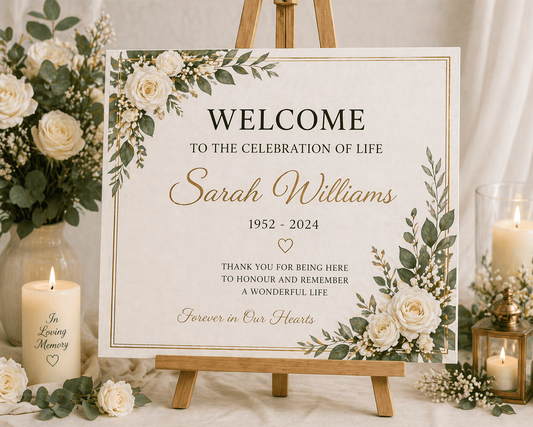 Funeral Welcome Board – Digital file | High - Quality | Buy Now at CB Print Concept