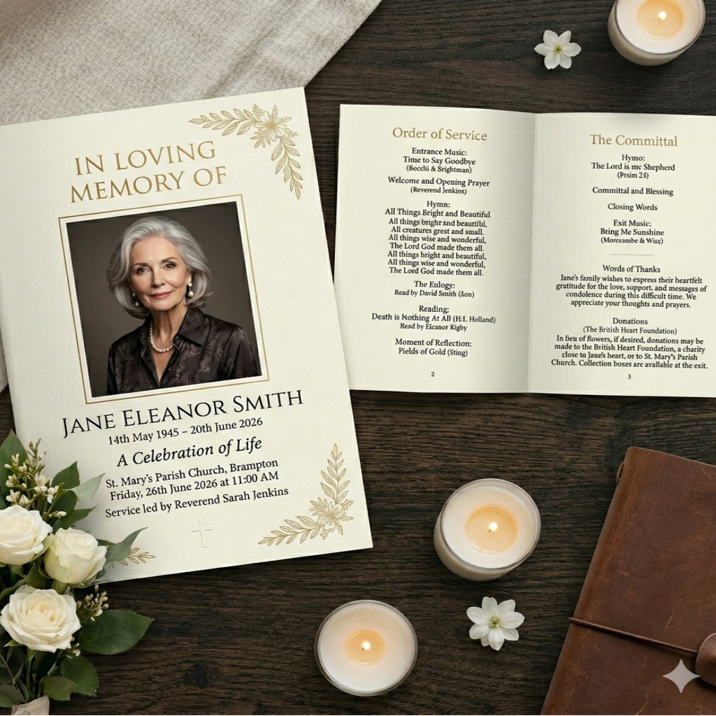 Funeral Order of Service - Custom Tribute Design