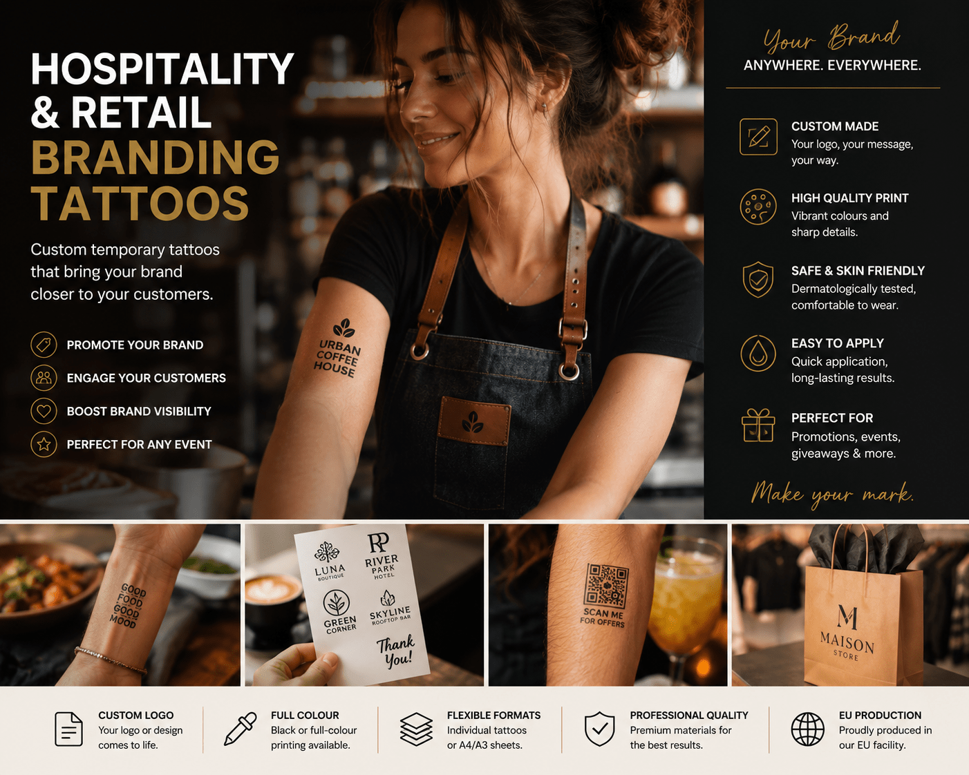 Hospitality & Retail Branding Tattoos | High - Quality tattoo | Buy Now at CB Print Concept