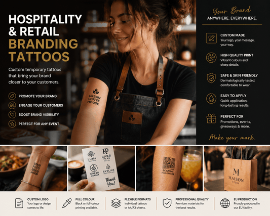 Hospitality & Retail Branding Tattoos | High - Quality tattoo | Buy Now at CB Print Concept