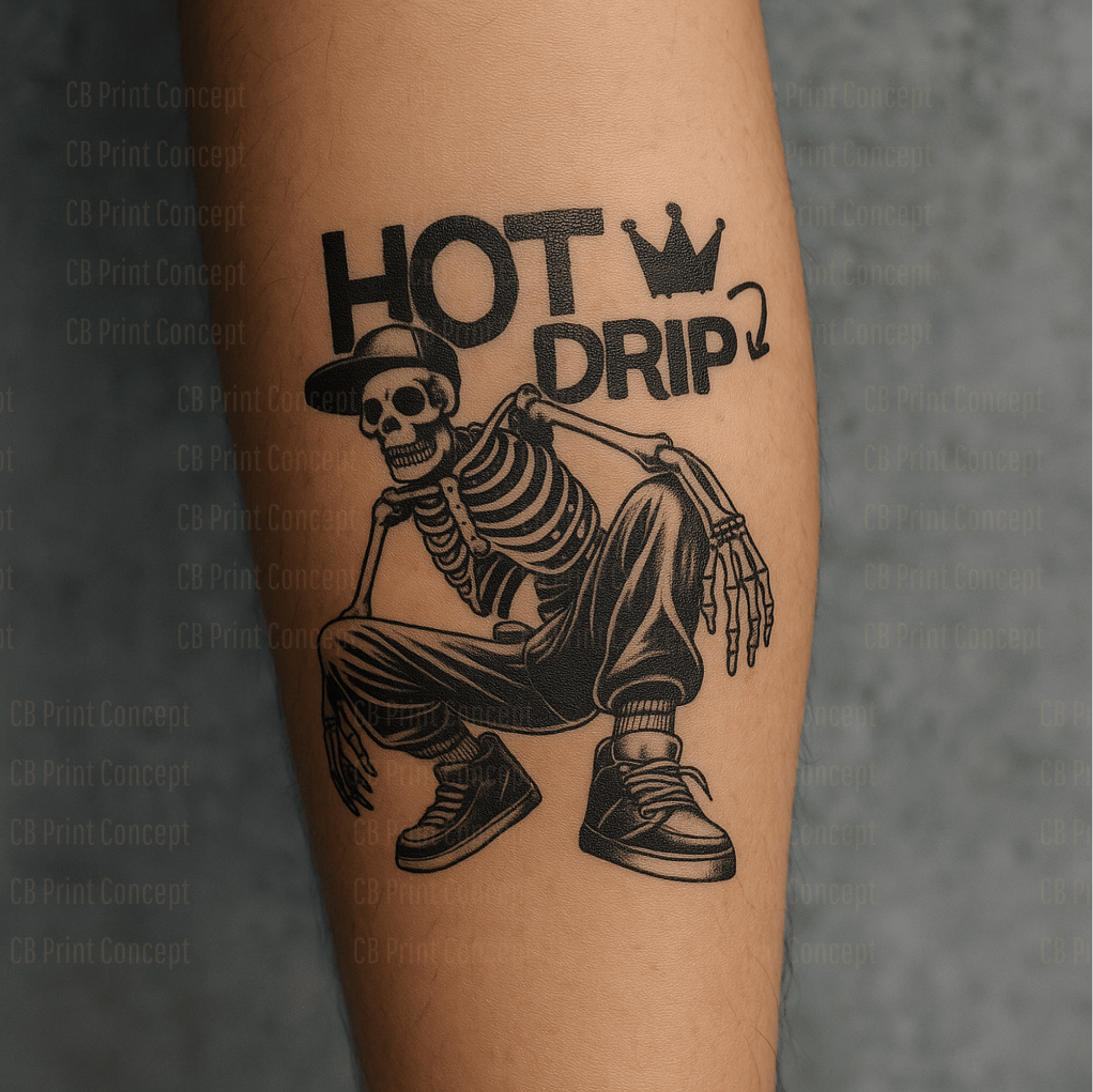 HOT DRIP – Urban Skeleton Temporary Tattoo | High - Quality | Buy Now at CB Print Concept