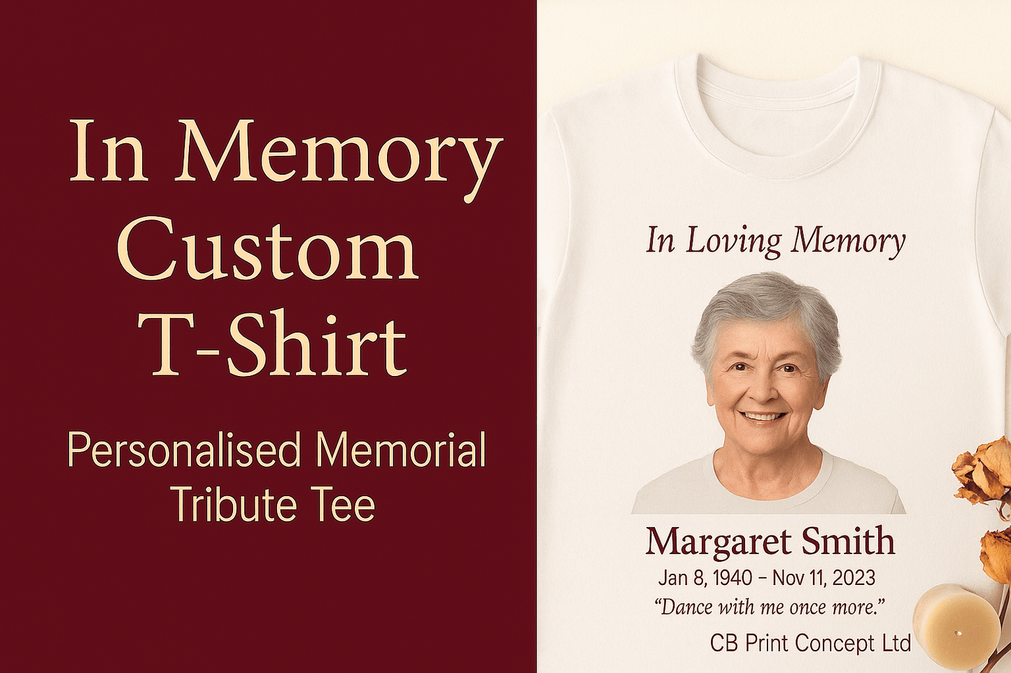 In Memory Custom T-Shirt | High - Quality T-Shirt | Buy Now at CB Print Concept