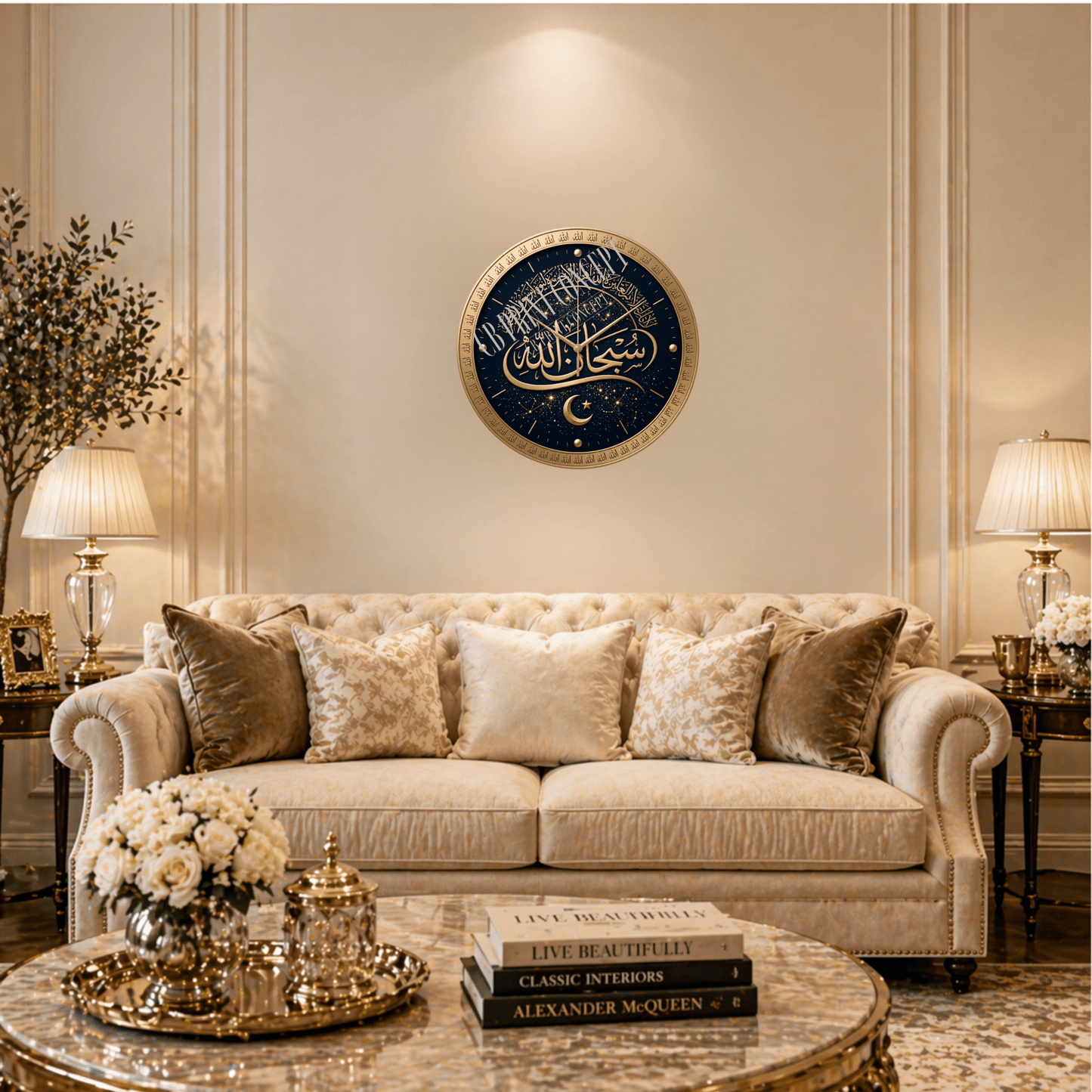 Islamic Wall Clock – Subhan Allah Gold | High - Quality Wall Clocks | Buy Now at CB Print Concept