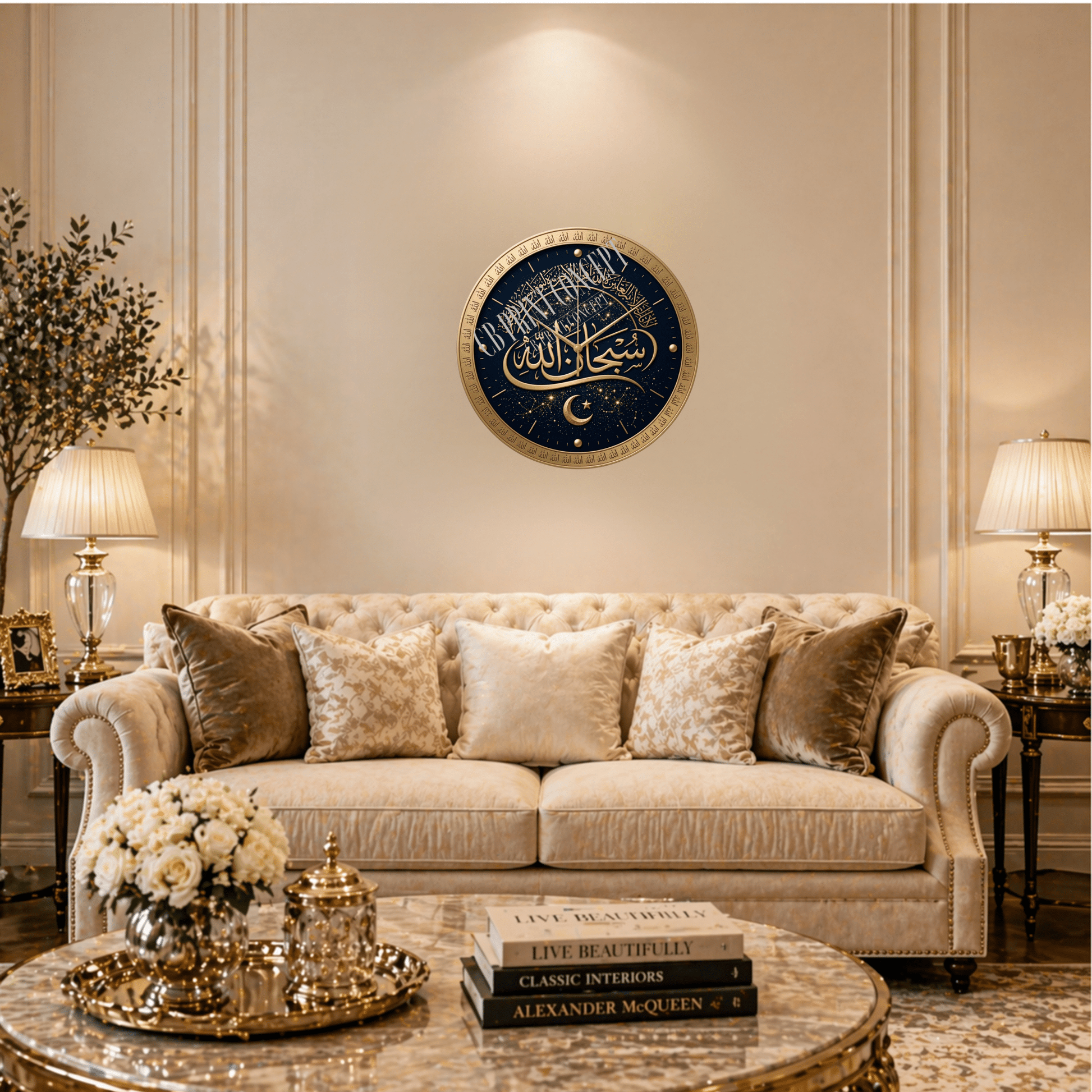 Islamic Wall Clock – Subhan Allah Gold | High - Quality Wall Clocks | Buy Now at CB Print Concept