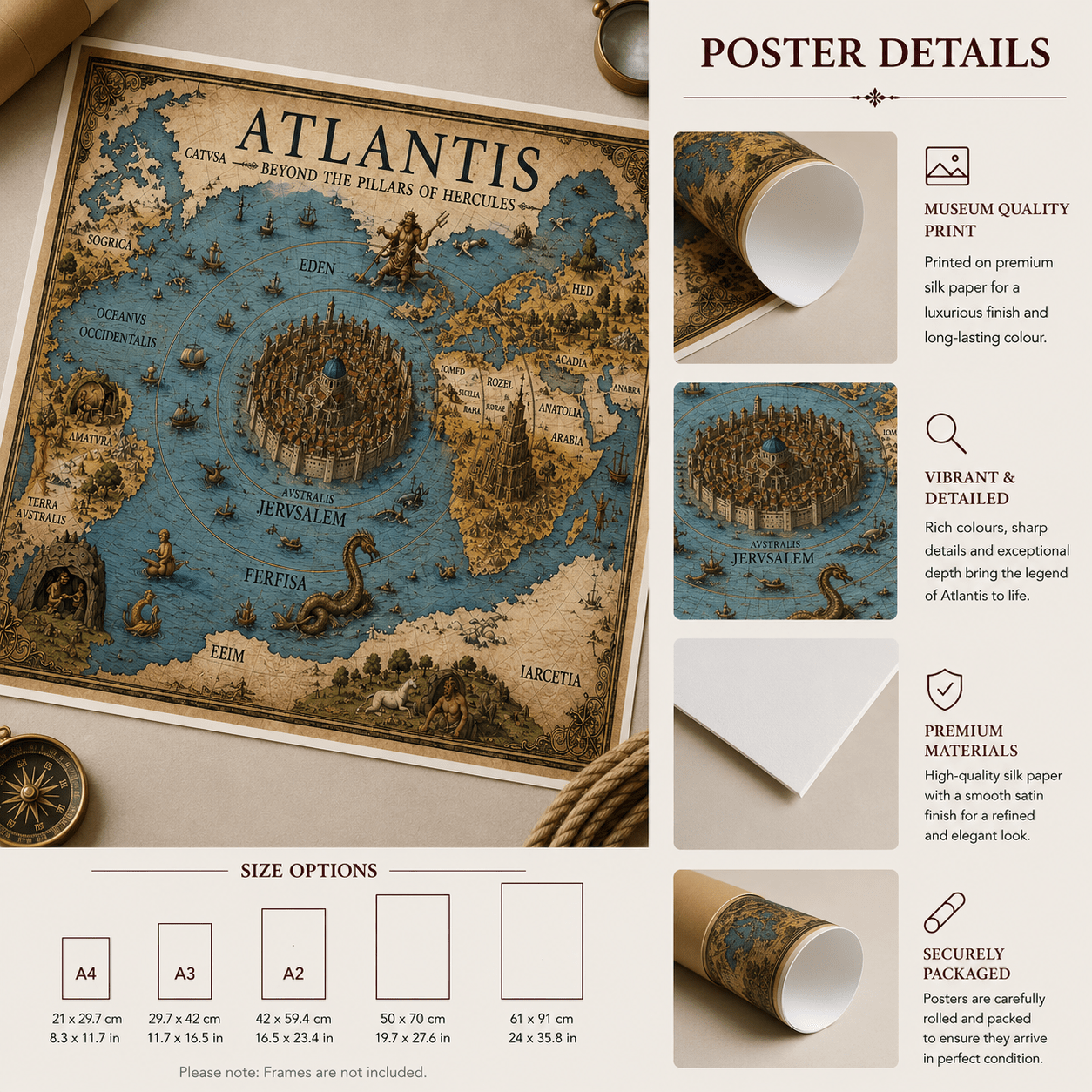 Map of Atlantis | High-Quality Fantasy Map Posters | Buy Now at CB Print Concept