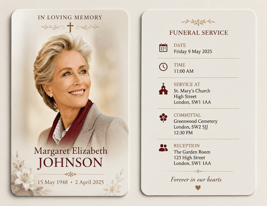 Memorial Wallet Card | High - Quality Funeral Announcement Cards | Buy Now at CB Print Concept