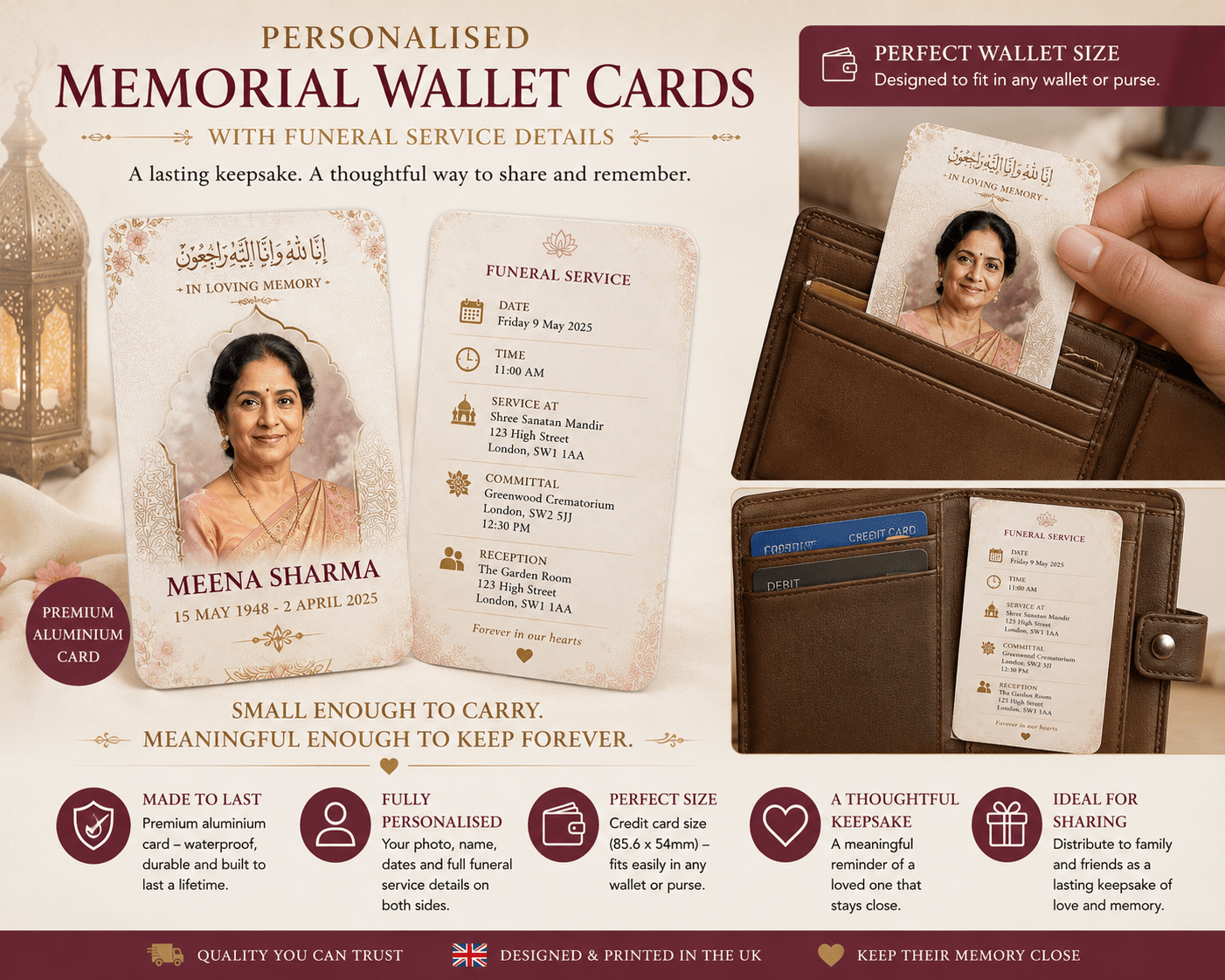 Memorial Wallet Card | High - Quality Funeral Announcement Cards | Buy Now at CB Print Concept