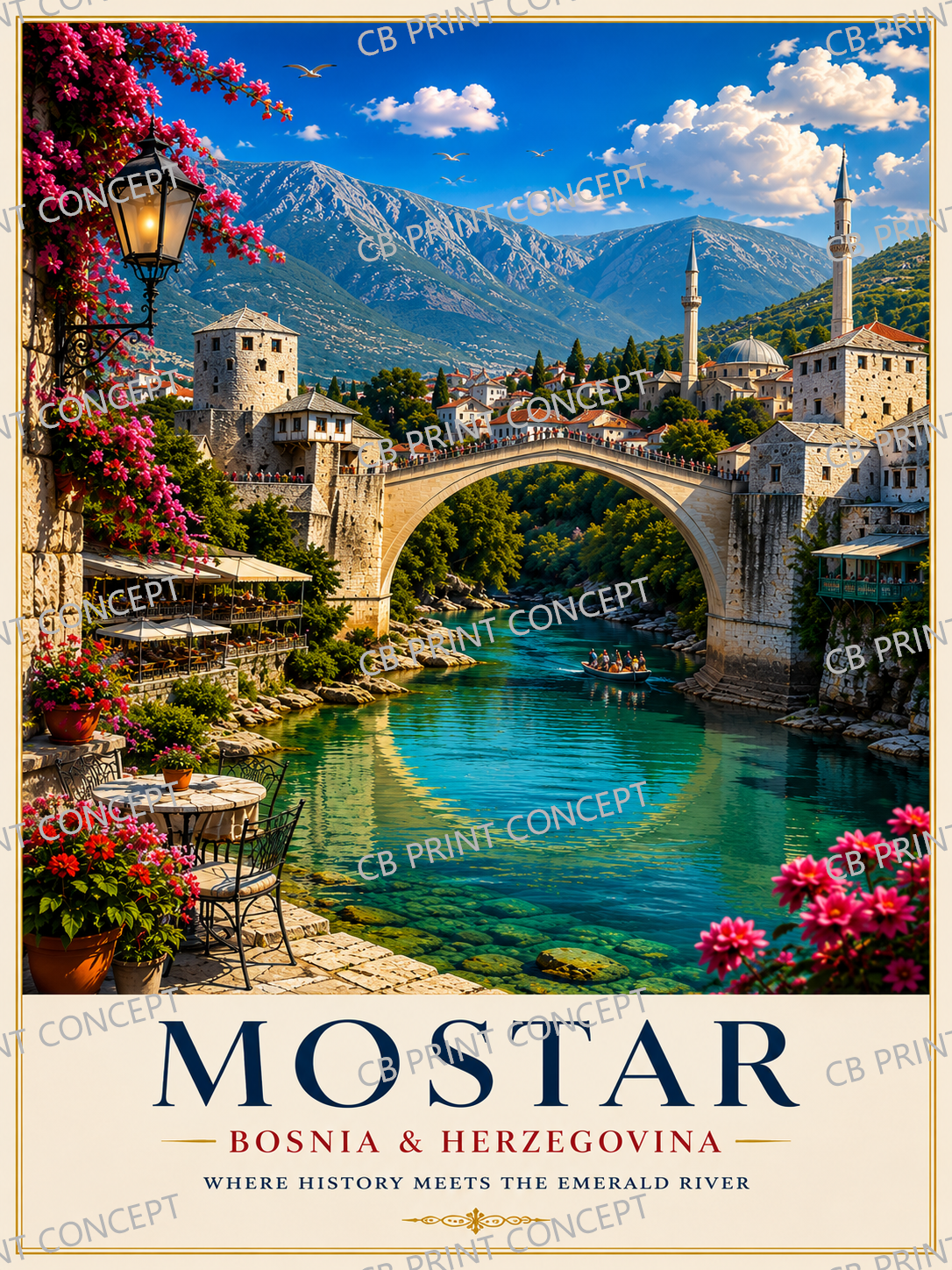 Mostar Travel Poster | High-Quality Posters | Buy Now at CB Print Concept