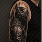 Nordic Raven Wolf Sleeve Tattoo | High - Quality Temporary Tattoos | Buy Now at CB Print Concept