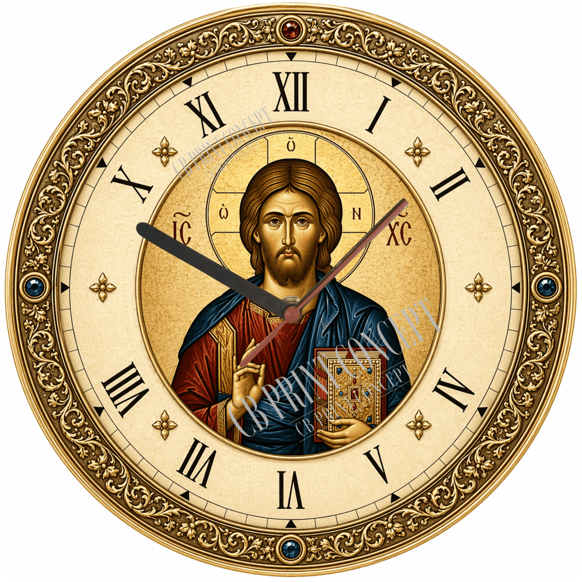 Orthodox Wall Clock – Christ Pantocrator Icon | High - Quality Wall Clocks | Buy Now at CB Print Concept
